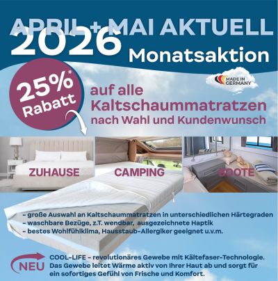 25% auf alle Kaltschaummatratzen